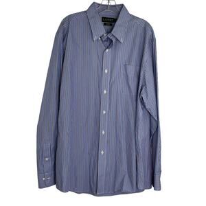 Lauren Ralph Lauren Slim Fit Non Iron Stripped button down LS blue size 18 36/37
